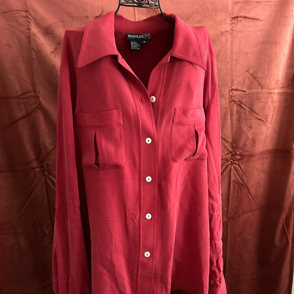 Exquisite deep red silk blouse - size 8